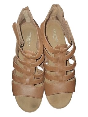 Rockport Women's Tan Strappy Leather Gladiator Sandals